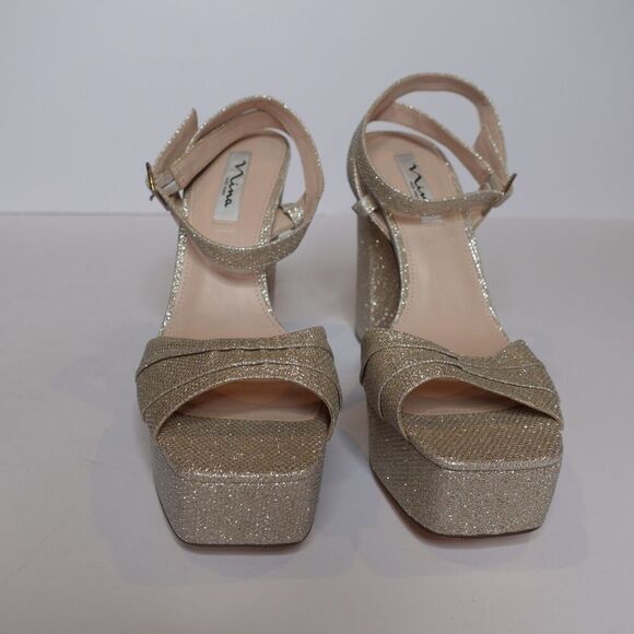 NINA Dorcas Platform Sandals Heels Sparkle Gold Womens Size 10 New - Picture 3 of 8